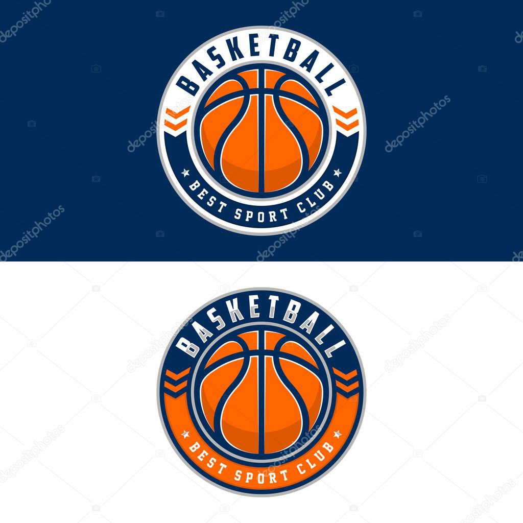 Basketball club logo, emblem, designs with ball. Sport badge vector illustration