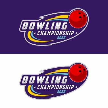 Bowling spor logosu tasarımı vektör çizimi