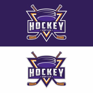 Hokey spor logosu şablonu. Modern vektör çizimi. Rozet tasarımı