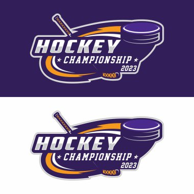 Hokey spor logosu şablonu. Modern vektör çizimi. Rozet tasarımı