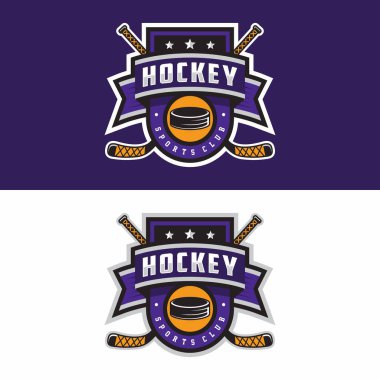 Hokey spor logosu şablonu. Modern vektör çizimi. Rozet tasarımı