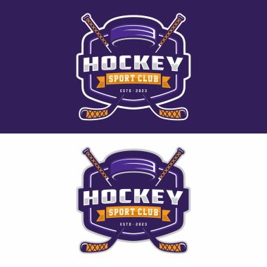 Hokey spor logosu şablonu. Modern vektör çizimi. Rozet tasarımı