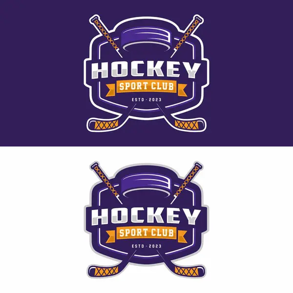 Hokey spor logosu şablonu. Modern vektör çizimi. Rozet tasarımı