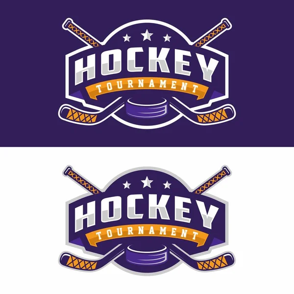 Hokey spor logosu şablonu. Modern vektör çizimi. Rozet tasarımı