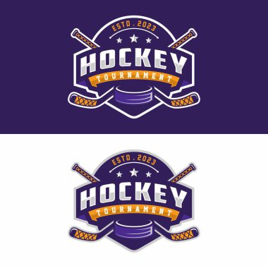 Hokey spor logosu şablonu. Modern vektör çizimi. Rozet tasarımı