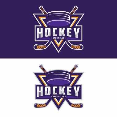 Hokey spor logosu şablonu. Modern vektör çizimi. Rozet tasarımı