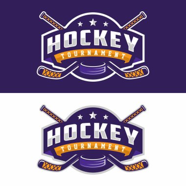 Hokey spor logosu şablonu. Modern vektör çizimi. Rozet tasarımı