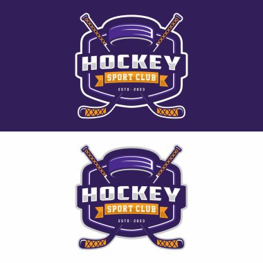 Hokey spor logosu şablonu. Modern vektör çizimi. Rozet tasarımı
