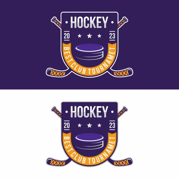 Hokey spor logosu şablonu. Modern vektör çizimi. Rozet tasarımı