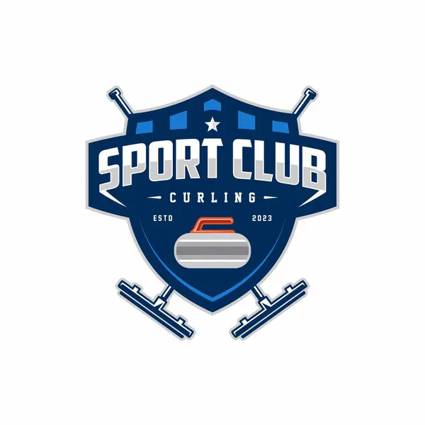 Curling logo vektör illüstrasyonu, curling spor takımı logosu