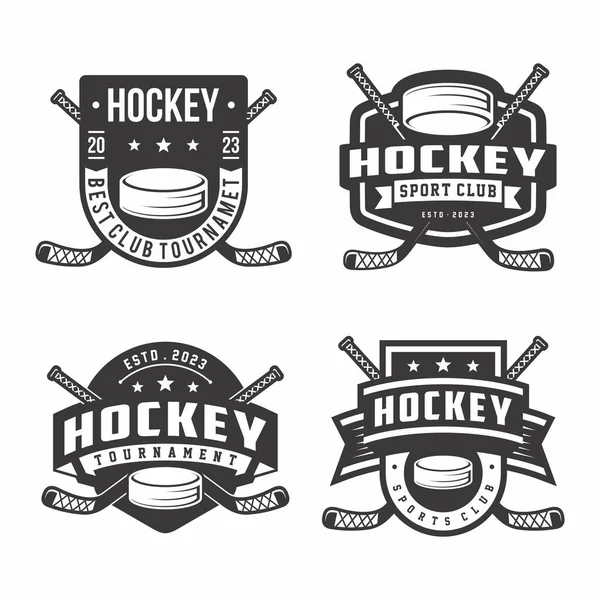 Set of Hockey club logo badge emblems, Hockey tournament, Hockey vector icons on white background