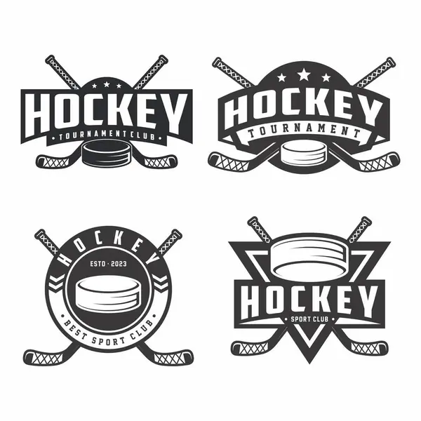 Hokey kulübü logosu amblemleri, hokey turnuvası, beyaz arka planda hokey vektör simgeleri.
