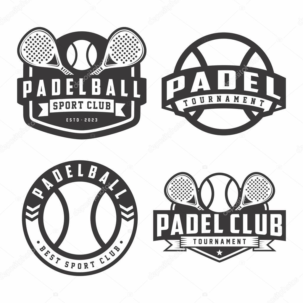 Padel logo collection, emblem set collections. Padel logo badge template bundle