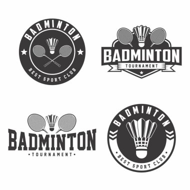 Badminton logo koleksiyonu, amblem seti koleksiyonu. Amerikan Badminton logo rozet şablonu paketi
