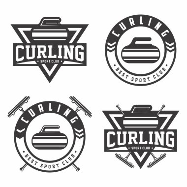 Körling logosu koleksiyonu, amblem seti koleksiyonları. Curling logo rozet şablonu paketi