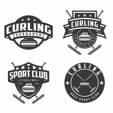 Körling logosu koleksiyonu, amblem seti koleksiyonları. Curling logo rozet şablonu paketi