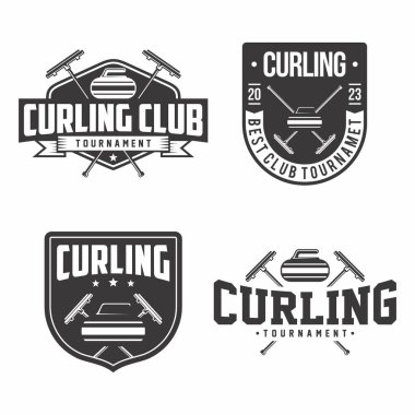 Körling logosu koleksiyonu, amblem seti koleksiyonları. Curling logo rozet şablonu paketi