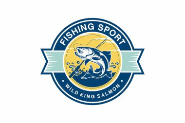 Balık logosu tasarım şablonu çizimi. Spor Balıkçılık Logosu