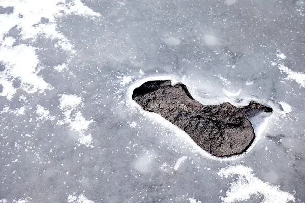 stock image ice floes in frozen lake in winter