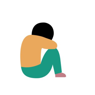 Depresyondaki adam duygusal depresyon tasarımı çizimi yaşıyor.