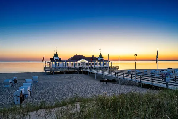 Sunrise Pier Ahlbeck Island Usedom Baltic Sea — Stock Photo, Image