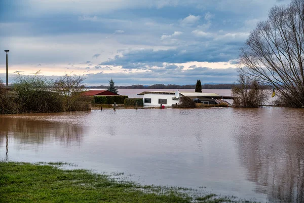 Flooding Campsite Kelbra Helme Reservoir — Stock Photo, Image