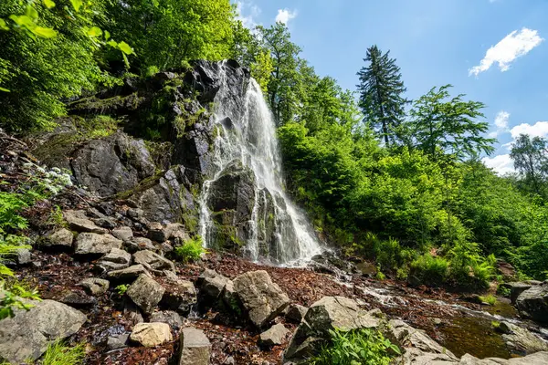 stock image A view of the Radau waterfall in the Harz Mountains in Germany in glorious summer weather.