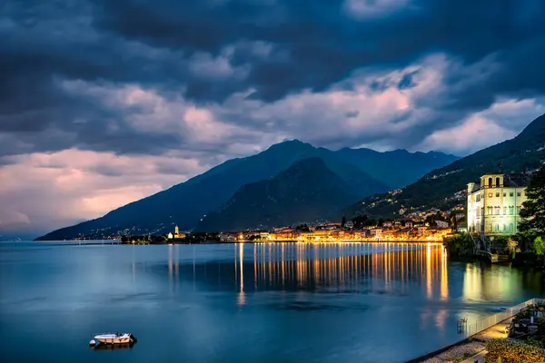 stock image A strong thunderstorm over Lake Como in Gravedona.