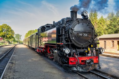 Bertsdorf 'taki Saksonya Eyaleti' nin dar ölçülü demiryolu manzarası