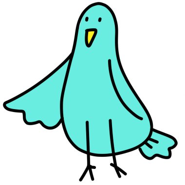 Çizim tarzında mavi kuş çizgi filmi