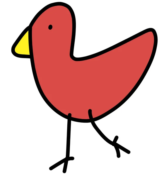 Röd Fågel Tecknad Linje Ritning Stil — Stockfoto
