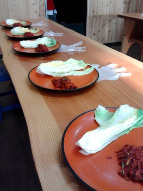 kimchi making, Korean fermented food workshop for tourist clipart