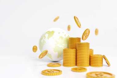 Altın Bitcoin madeni paralarla dünya üzerinde