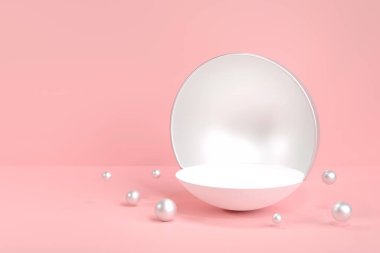 Pembe arka planda 3 boyutlu paskalya yumurtası, asgari konsept.