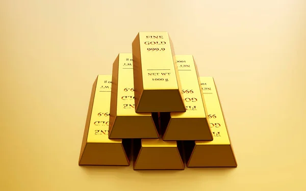 gold bars with gold bars. 3 d rendering.