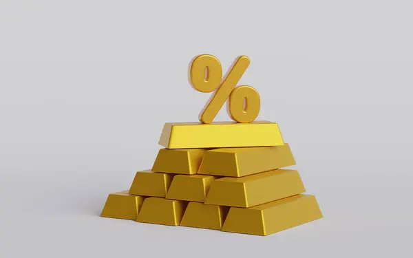 Símbolo Por Cento Com Barras Douradas — Fotografia de Stock