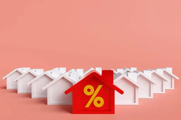 kırmızı ev ve yüzde simgesi