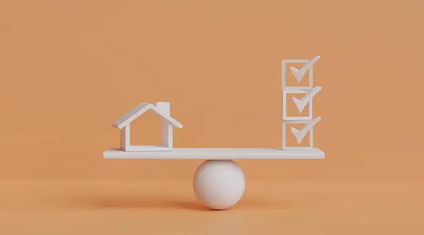 Illusztráció Fehér Ház Narancssárga Háttér Koncepció Otthon Vagy Építészet — Stock Fotó