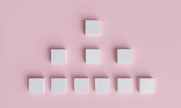 Fehér Négyzet Fehér Kockák Rózsaszín Háttér Ábrázolási Illusztráció — Stock Fotó