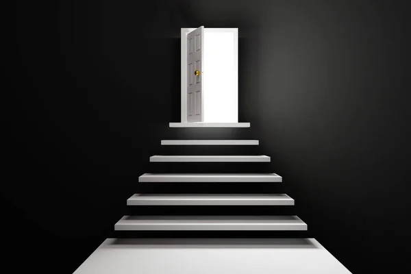 Weiße Treppe Mit Gelbem Licht Dunkelgrauer Wand — Stockfoto