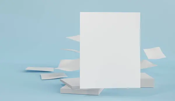 Λευκό Κενό Χάρτινο Κουτί Mockup Μπλε Χάρτινο Κουτί Μπλε Φόντο — Φωτογραφία Αρχείου