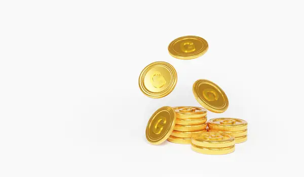 Gold Coins Isolated White Background — Stock Photo, Image