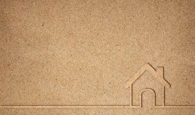 Kağıt arkaplanda ev simgesi
