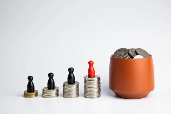 Pile Coins Metal Jar Piggy Bank — Stock Photo, Image