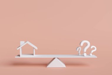 Pembe arka planda soru işareti olan 3 boyutlu ahşap bir tabela.