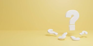 Soru işareti ve soru işareti. 3d oluşturma.