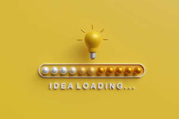 Återgivning Glödlampa Med Text Idé — Stockfoto
