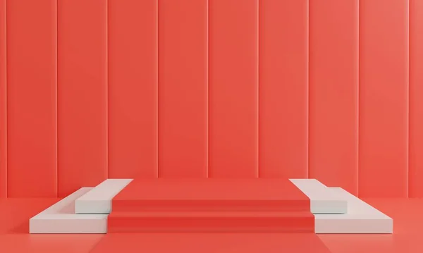 Kırmızı Duvarı Zemini Olan Boş Bir Oda Illüstrasyon — Stok fotoğraf