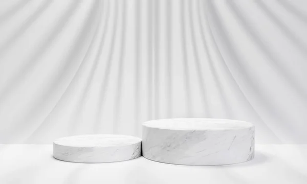 Boyutlu Görüntüleme Mermer Desenli Beyaz Mermer Kaidesi Ürün Sunumu Ürün — Stok fotoğraf