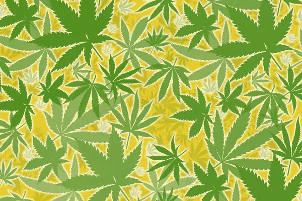 シームレスな大麻の葉の背景 — ストック写真